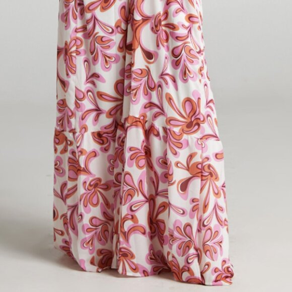 Auroray Cross Front Halter Maxi Dress in Pink Swirl - Picture 3 of 14